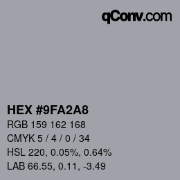 颜色代码: HEX #9FA2A8 | qconv.com
