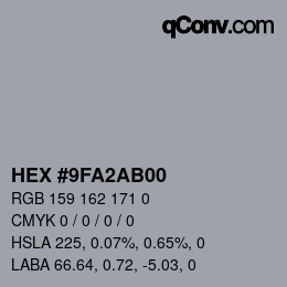 Color code: HEX #9FA2AB00 | qconv.com