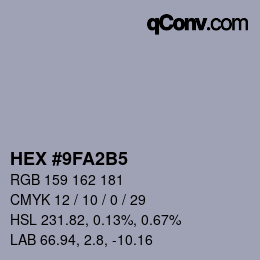 Color code: HEX #9FA2B5 | qconv.com