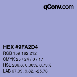 カラーコード: HEX #9FA2D4 | qconv.com