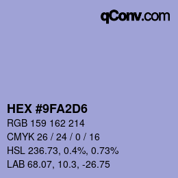 Color code: HEX #9FA2D6 | qconv.com