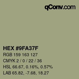 カラーコード: HEX #9FA37F | qconv.com