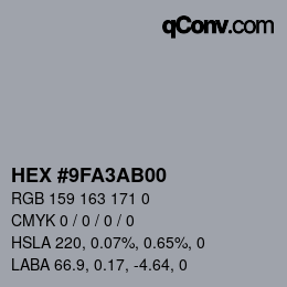 Color code: HEX #9FA3AB00 | qconv.com