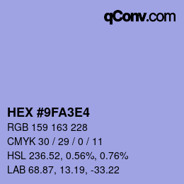 Color code: HEX #9FA3E4 | qconv.com
