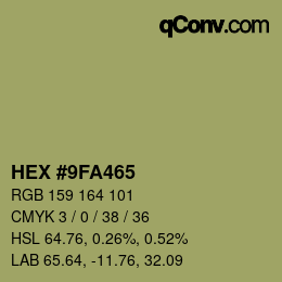 颜色代码: HEX #9FA465 | qconv.com