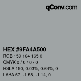 Color code: HEX #9FA4A500 | qconv.com