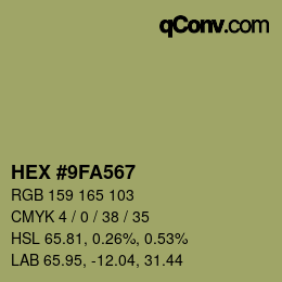 Color code: HEX #9FA567 | qconv.com