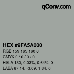 Color code: HEX #9FA5A000 | qconv.com