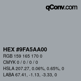 颜色代码: HEX #9FA5AA00 | qconv.com