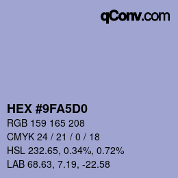 カラーコード: HEX #9FA5D0 | qconv.com