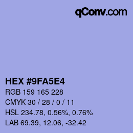 カラーコード: HEX #9FA5E4 | qconv.com