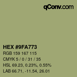 Farbcode: HEX #9FA773 | qconv.com