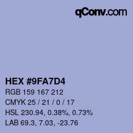 Color code: HEX #9FA7D4 | qconv.com