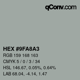 Color code: HEX #9FA8A3 | qconv.com