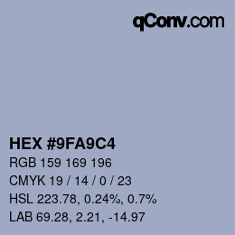 Color code: HEX #9FA9C4 | qconv.com