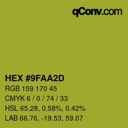 Color code: HEX #9FAA2D | qconv.com