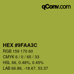 颜色代码: HEX #9FAA3C | qconv.com