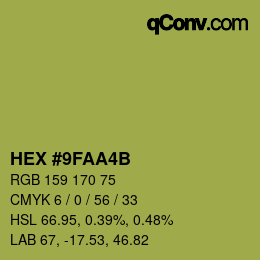 Código de color: HEX #9FAA4B | qconv.com