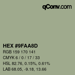 颜色代码: HEX #9FAA8D | qconv.com