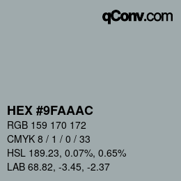 颜色代码: HEX #9FAAAC | qconv.com