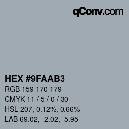 Farbcode: HEX #9FAAB3 | qconv.com