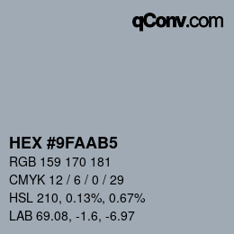 Color code: HEX #9FAAB5 | qconv.com