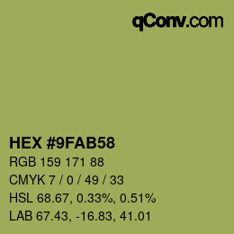 Color code: HEX #9FAB58 | qconv.com