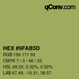 カラーコード: HEX #9FAB5D | qconv.com