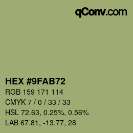 Color code: HEX #9FAB72 | qconv.com