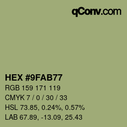 Color code: HEX #9FAB77 | qconv.com