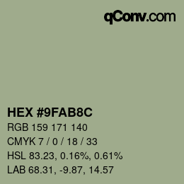 颜色代码: HEX #9FAB8C | qconv.com