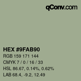 Color code: HEX #9FAB90 | qconv.com