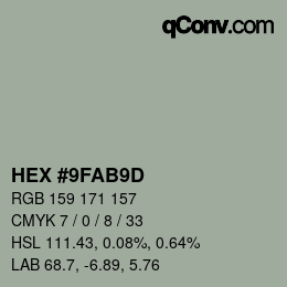 カラーコード: HEX #9FAB9D | qconv.com
