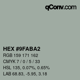 Color code: HEX #9FABA2 | qconv.com