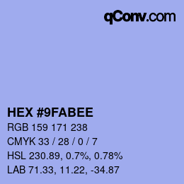 Color code: HEX #9FABEE | qconv.com