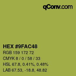 Color code: HEX #9FAC48 | qconv.com