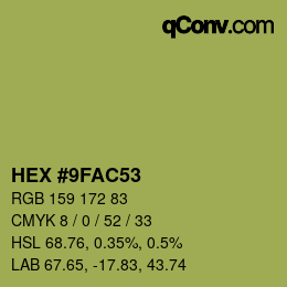 Farbcode: HEX #9FAC53 | qconv.com