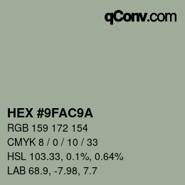 颜色代码: HEX #9FAC9A | qconv.com