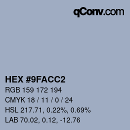 颜色代码: HEX #9FACC2 | qconv.com