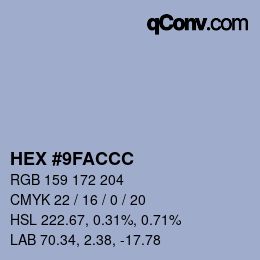 颜色代码: HEX #9FACCC | qconv.com