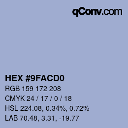 カラーコード: HEX #9FACD0 | qconv.com