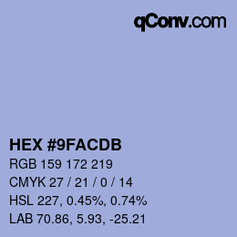 Color code: HEX #9FACDB | qconv.com