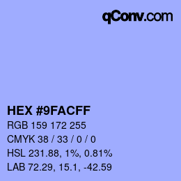 Color code: HEX #9FACFF | qconv.com