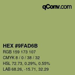 カラーコード: HEX #9FAD6B | qconv.com