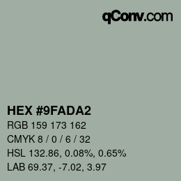 颜色代码: HEX #9FADA2 | qconv.com