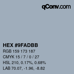 Color code: HEX #9FADBB | qconv.com