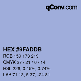 颜色代码: HEX #9FADDB | qconv.com
