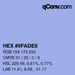 Color code: HEX #9FADE8 | qconv.com