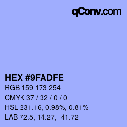 カラーコード: HEX #9FADFE | qconv.com