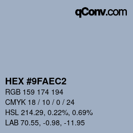 颜色代码: HEX #9FAEC2 | qconv.com